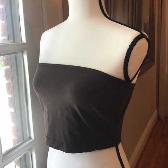 d.e.p.t. Tops - DEPT Chocolate Stretch Crop Top M1